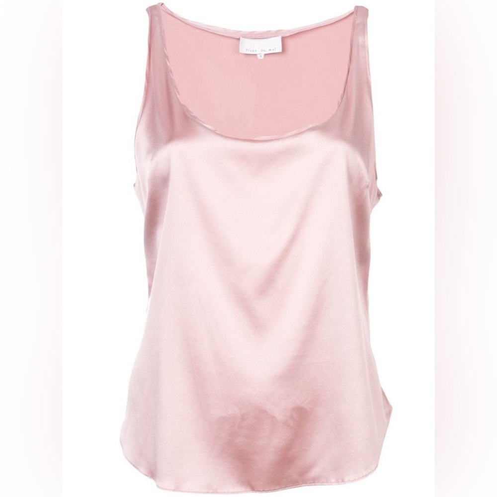 Fleur du Mal Pale Pink Satin Tank Top